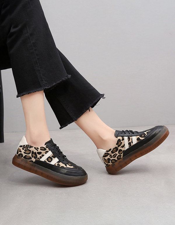 Tjocka Ko-sena Casual Sneakers Med Leopardtryck