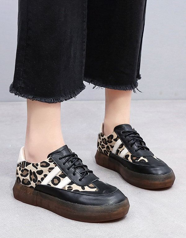 Tjocka Ko-sena Casual Sneakers Med Leopardtryck