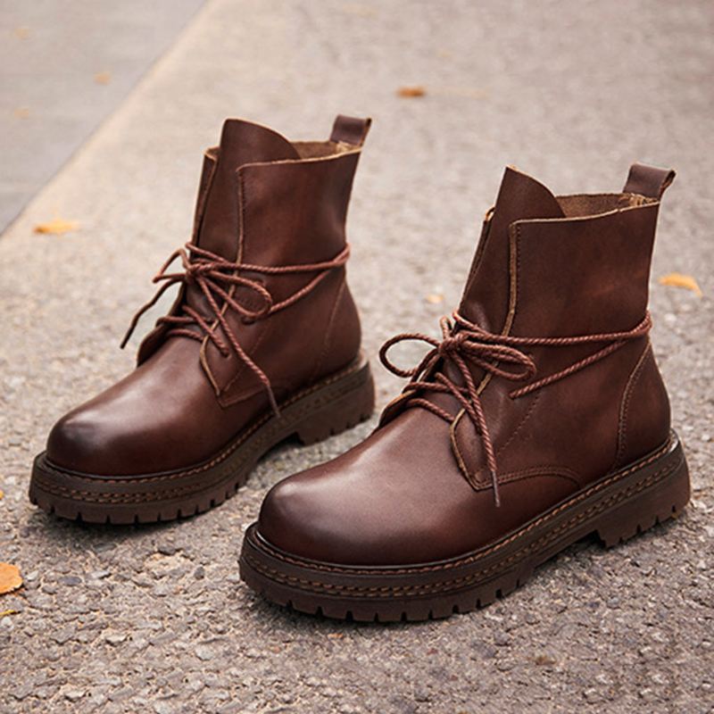 Höst Casual Läder Handgjorda Martin Boots | Present Skor