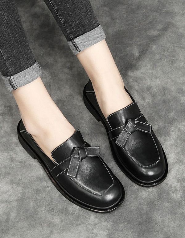 Äkta Läder Bowknot Spring Flat Shoes