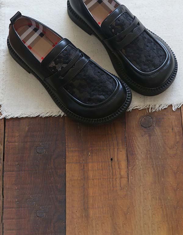 Round Head Soft Bottom Flat Loafers I Spets