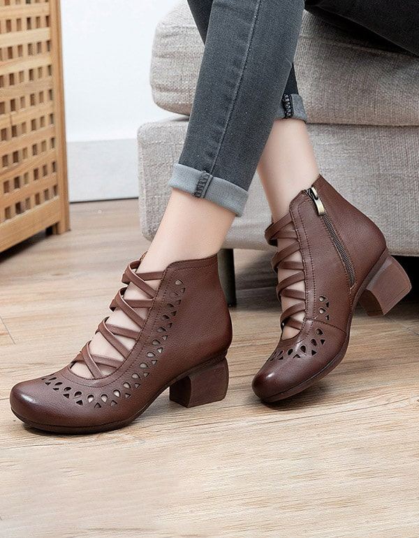 Sommar Spring Cross Strap Vintage Chunky Shoes