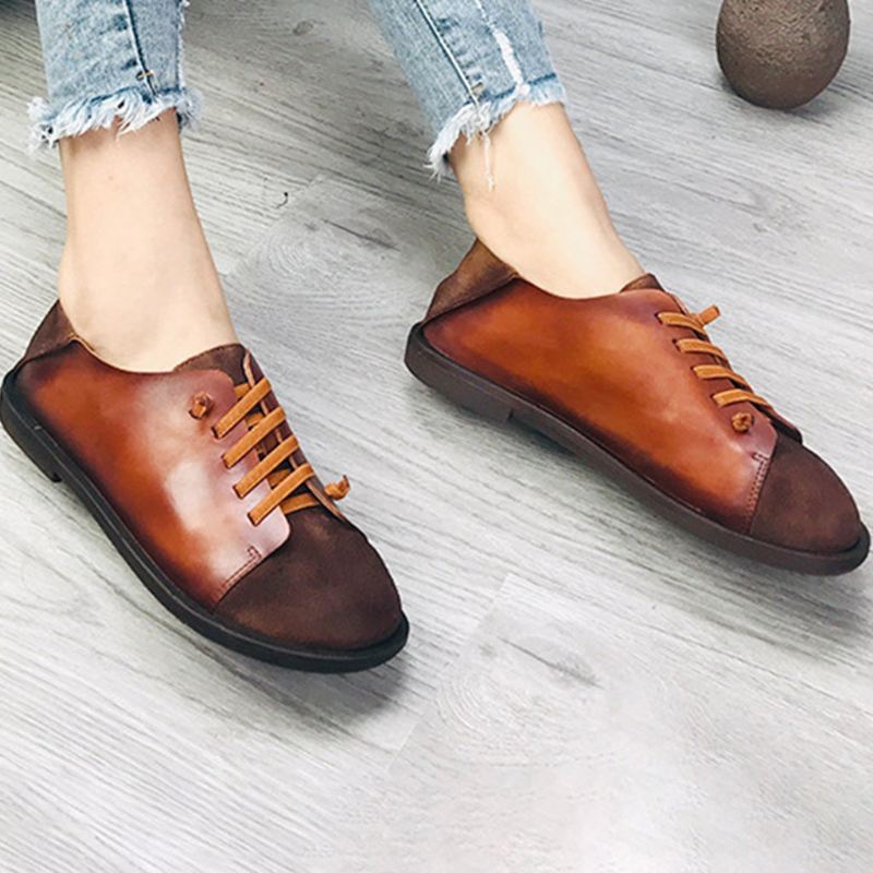 Spring Platta Skor Färgmatchande Retro Loafers För Kvinnor