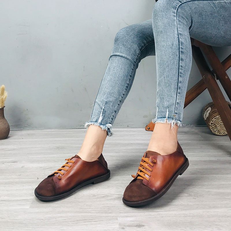 Spring Platta Skor Färgmatchande Retro Loafers För Kvinnor