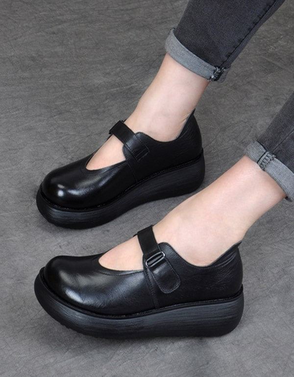 Spring Round Head Dam Retro Wedge Shoes