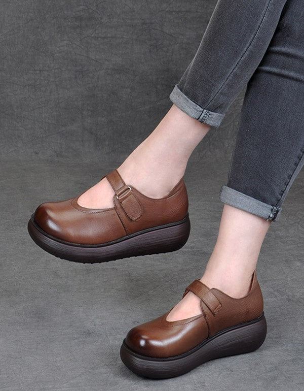 Spring Round Head Dam Retro Wedge Shoes