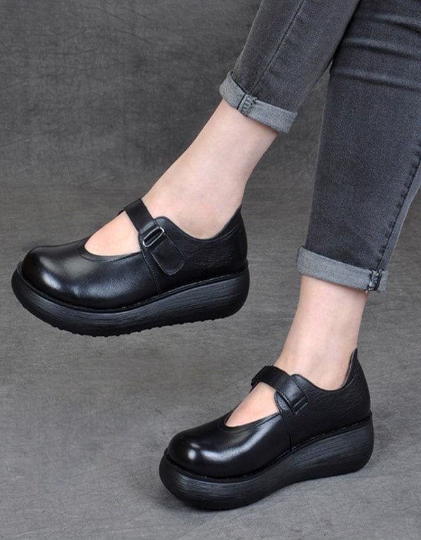 Spring Round Head Dam Retro Wedge Shoes