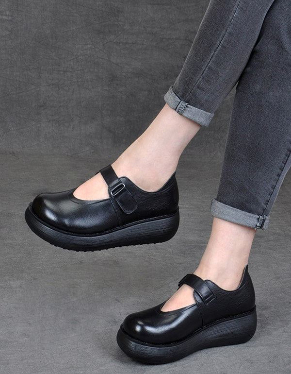 Spring Round Head Dam Retro Wedge Shoes