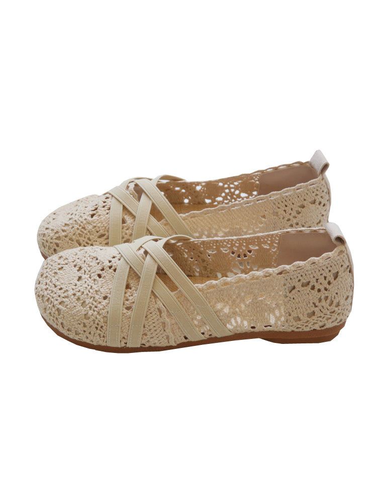 Strappy Lace Platta Skor Med Mjuk Botten Framtill