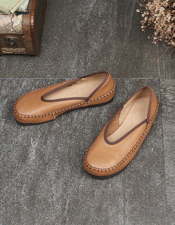 Vår Sommar Retro Läder Platta Skor Loafers