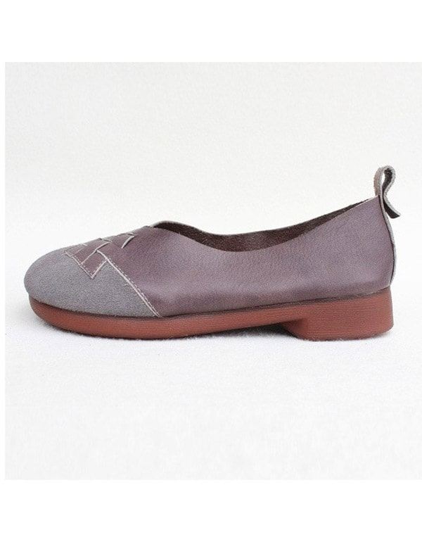 Våren Handgjorda Mjuka Läder Retro Flat Shoes