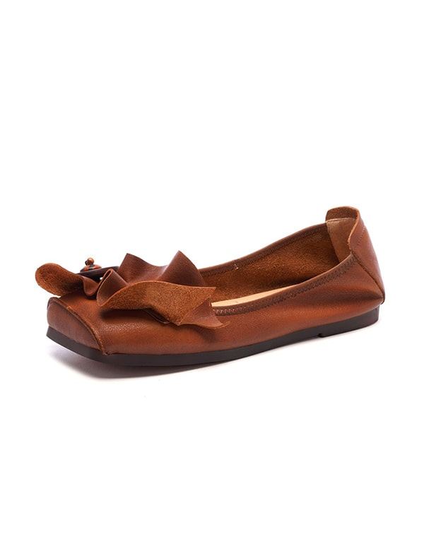 Våren Handgjorda Mjuka Läder Slip-on Flat Shoes