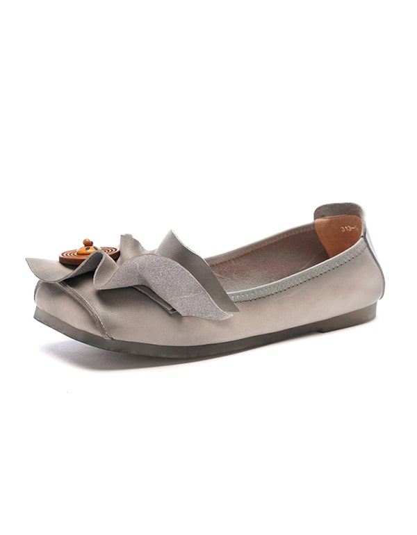 Våren Handgjorda Mjuka Läder Slip-on Flat Shoes