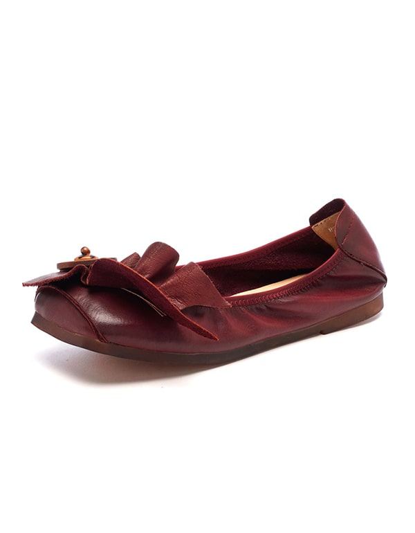 Våren Handgjorda Mjuka Läder Slip-on Flat Shoes