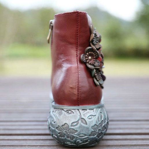 Flower Handmade Retro Wedge Boots |presentskor