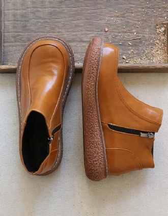 Handgjorda Skinande Läder Wild Head Ankel Boots