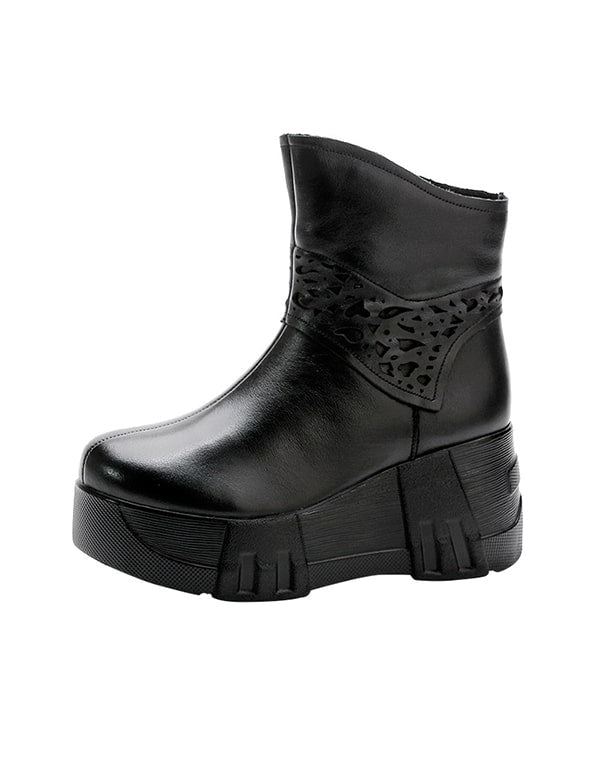 Handgjorda Snidade Mid-tube Retro Wedge Booties