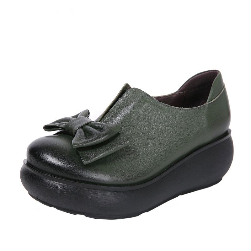 Höstens Läder Retro Bowknot Plattformsskor