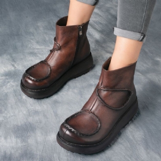 Retro Leather Wedge Short Boots | Present Skor