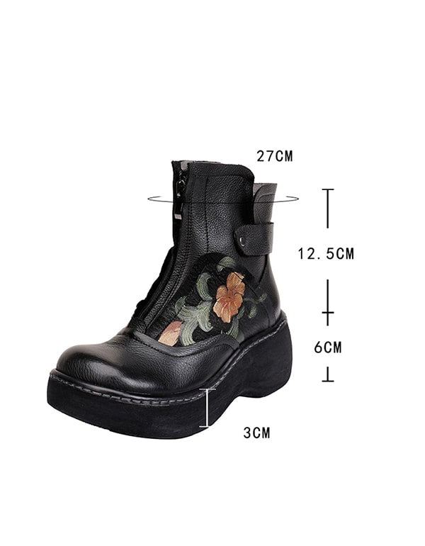 Vattentät Wild Head Retro Läder Platform Boots