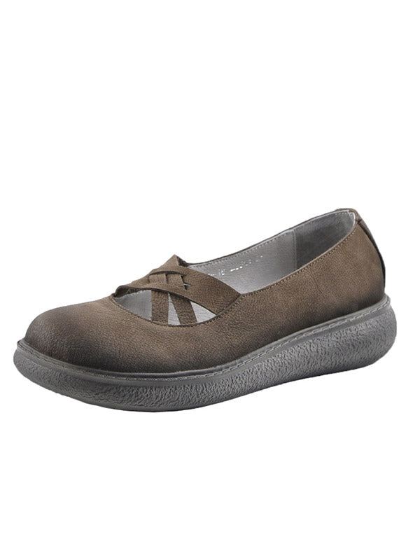 Bekväma Cross Strap Platta Skor Loafers