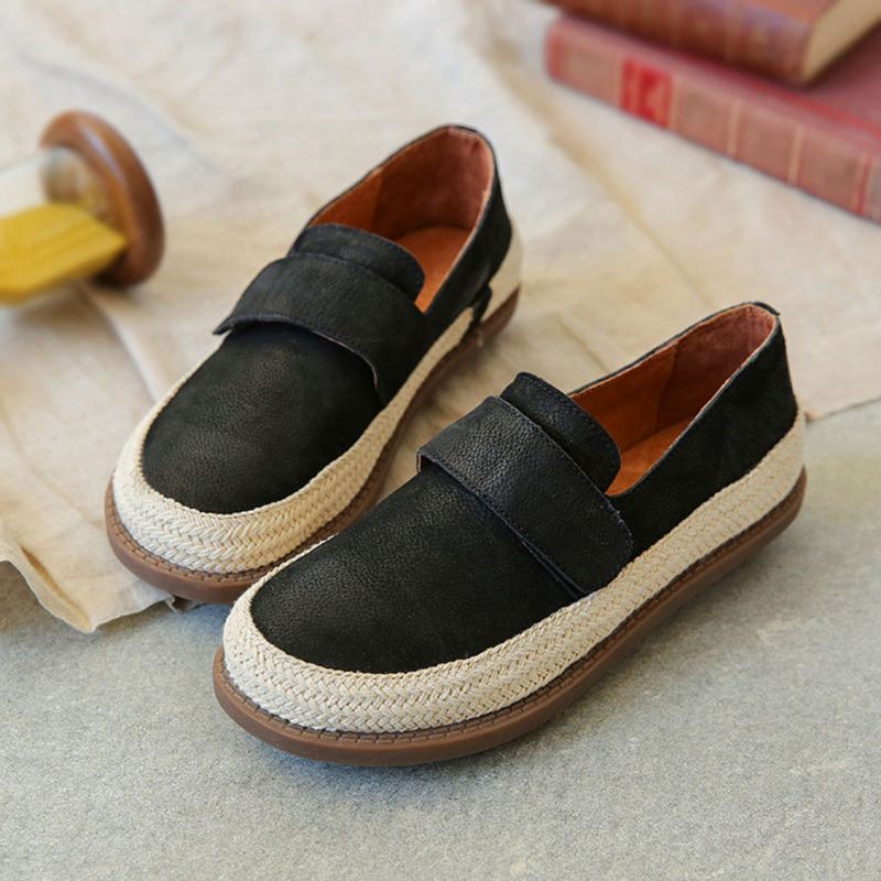 Bekväma Retro Läder Casual Flat Shoes | Present Skor