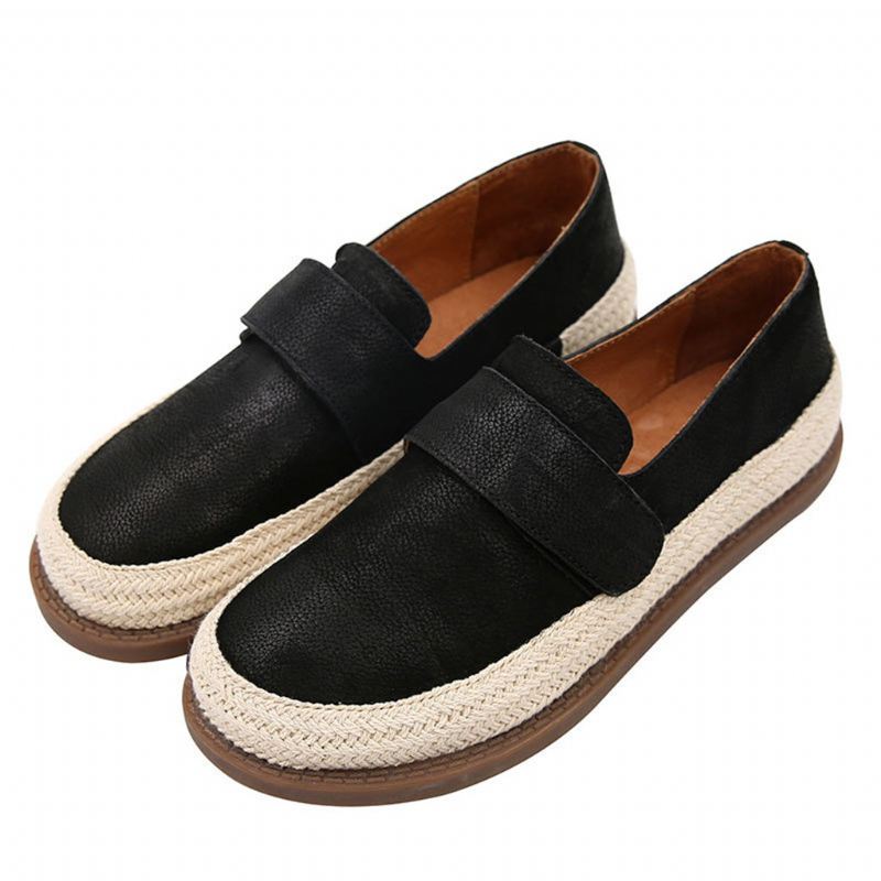 Bekväma Retro Läder Casual Flat Shoes | Present Skor