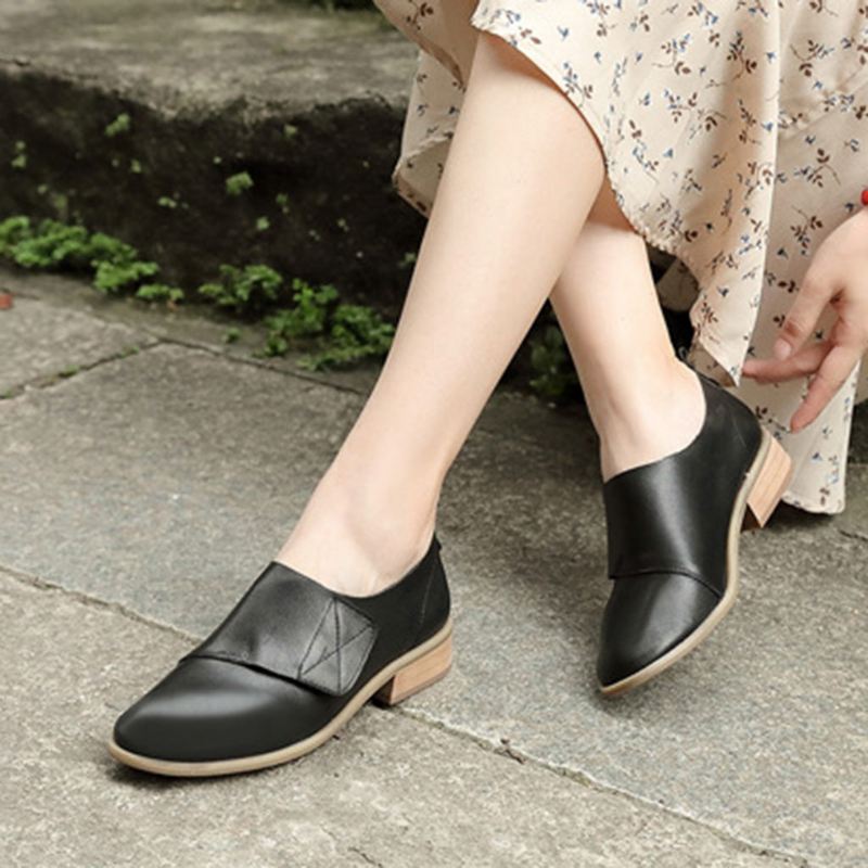 Brittisk Stil Läder Retro Casual Flat Shoes | Present Skor