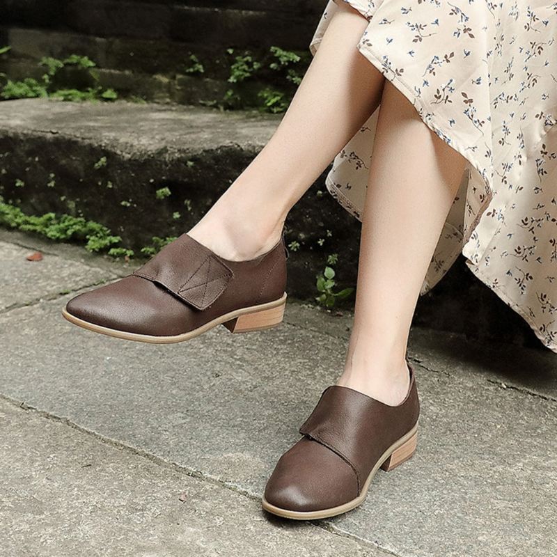 Brittisk Stil Läder Retro Casual Flat Shoes | Present Skor