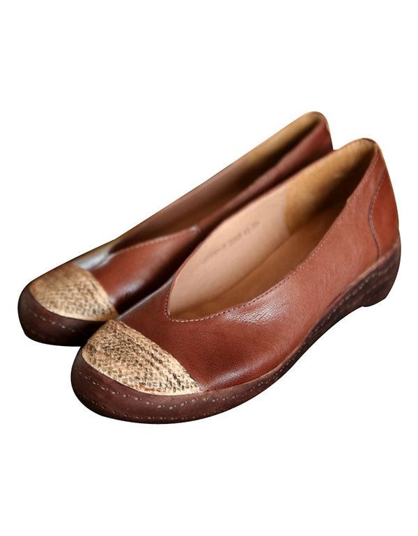 Fårskinn Retro Läder Closed Toe Flat Shoes