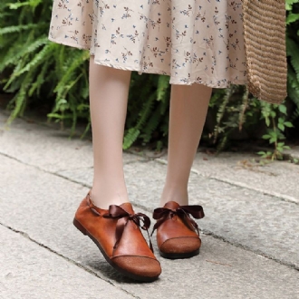 Handgjorda Läder Retro Casual Flat Shoes | Present Skor