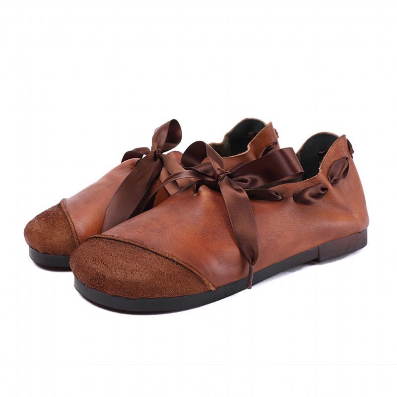 Handgjorda Läder Retro Casual Flat Shoes | Present Skor