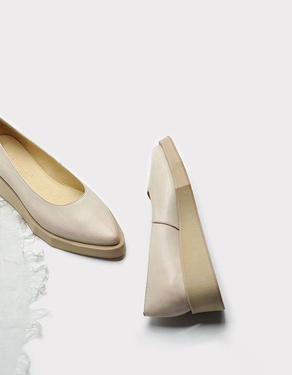 Handgjorda Retro Läder Flat Pointed Pumps