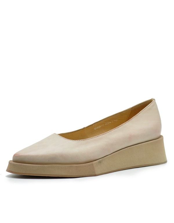 Handgjorda Retro Läder Flat Pointed Pumps