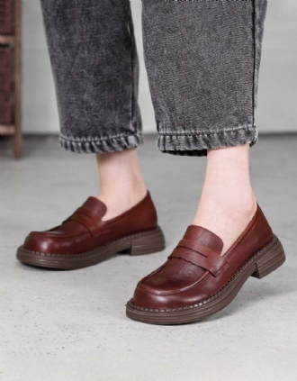 Handgjorda Retro Leather Soft Sole Loafers