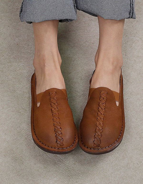 Handgjorda Retro Soft Leather Flat Shoes