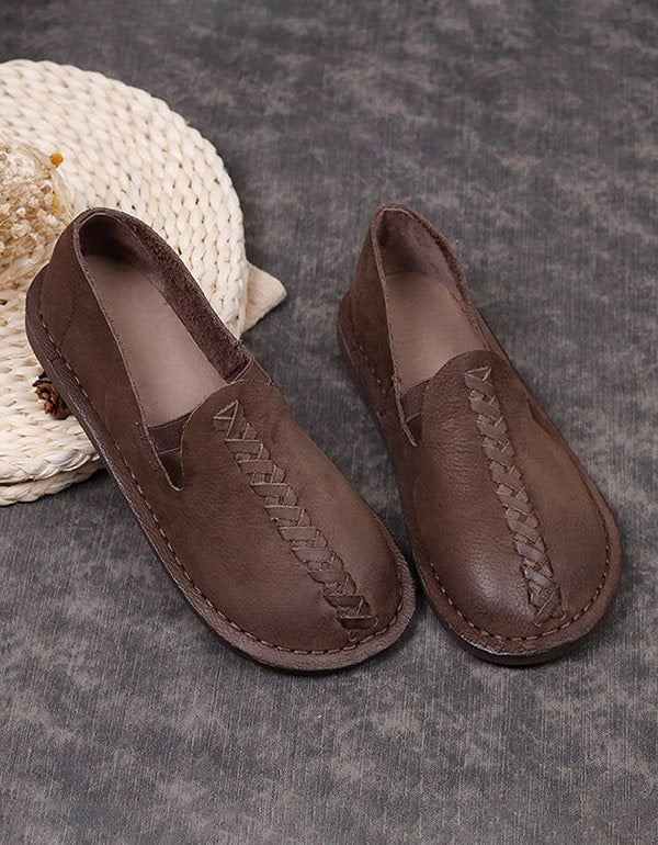 Handgjorda Retro Soft Leather Flat Shoes