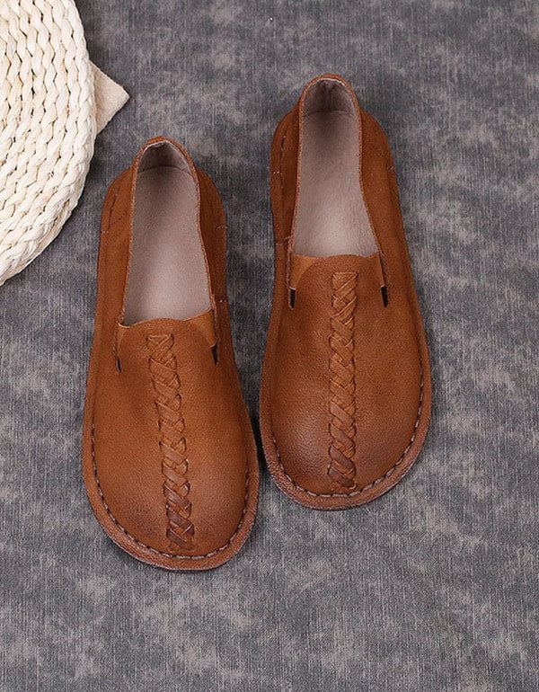 Handgjorda Retro Soft Leather Flat Shoes