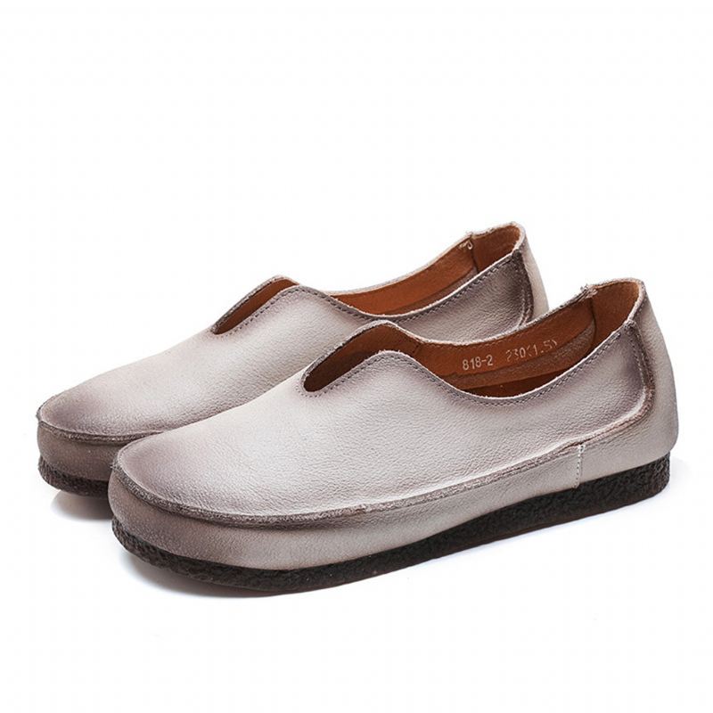 Rea Handgjorda Mjuka Läder Slip-on Retro Flat Shoes