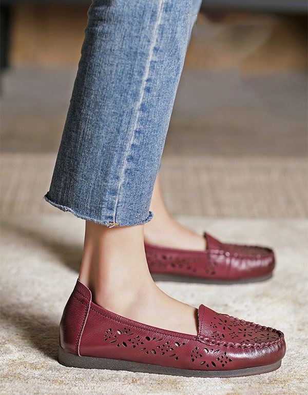 Retro Läder Slip-on Comfy Loafers