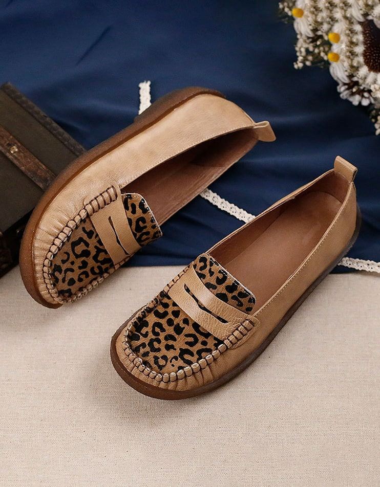 Retro Leopard Flat Bekväma Loafers