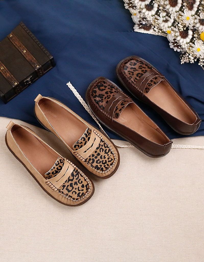 Retro Leopard Flat Bekväma Loafers