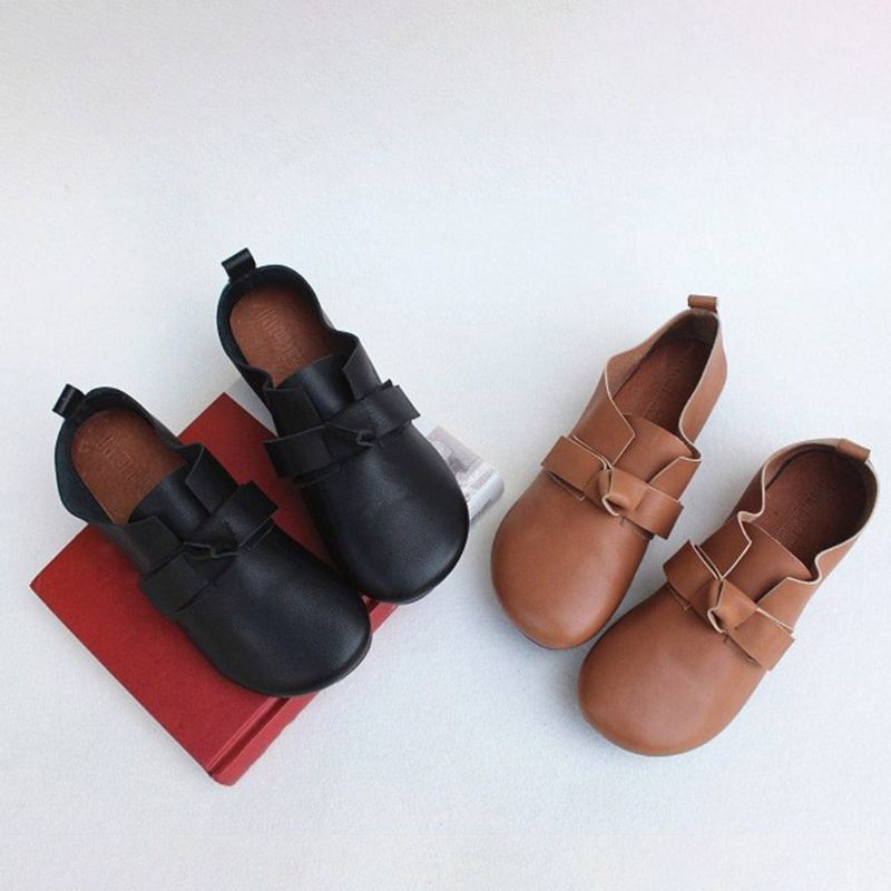 Spring Leather Bowknot Cute Platta Skor 35-41