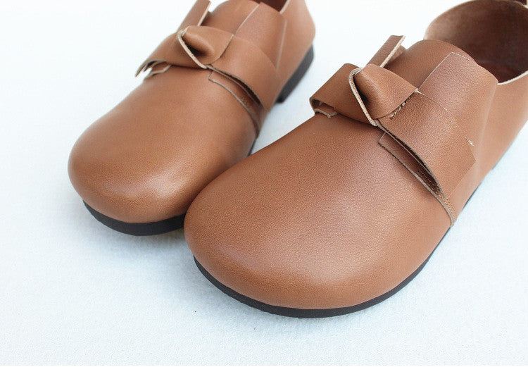 Spring Leather Bowknot Cute Platta Skor 35-41