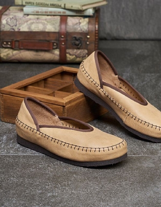 Vår Sommar Retro Läder Platta Skor Loafers