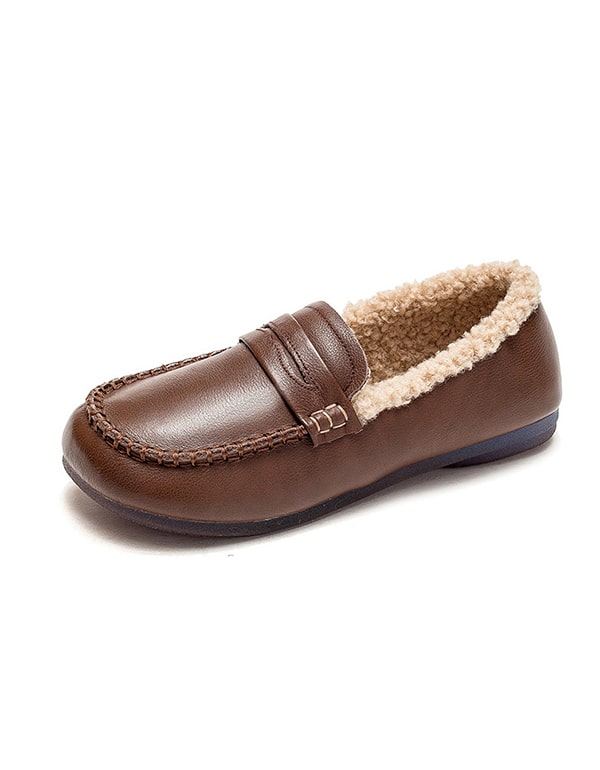 Vinter Plattbottnade Bomullssammet Retro Loafers