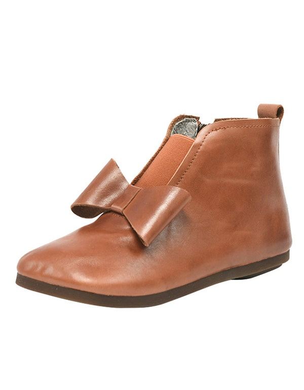 Bowknot Handgjorda Bekväma Retro Flat Boots