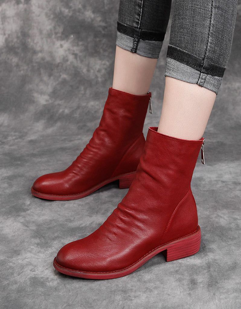 Fårskinn Handgjorda Chelsea Boots Röda