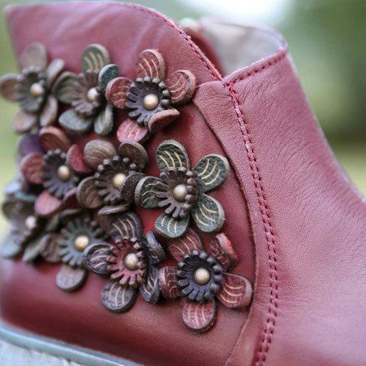 Flower Handmade Retro Wedge Boots |presentskor