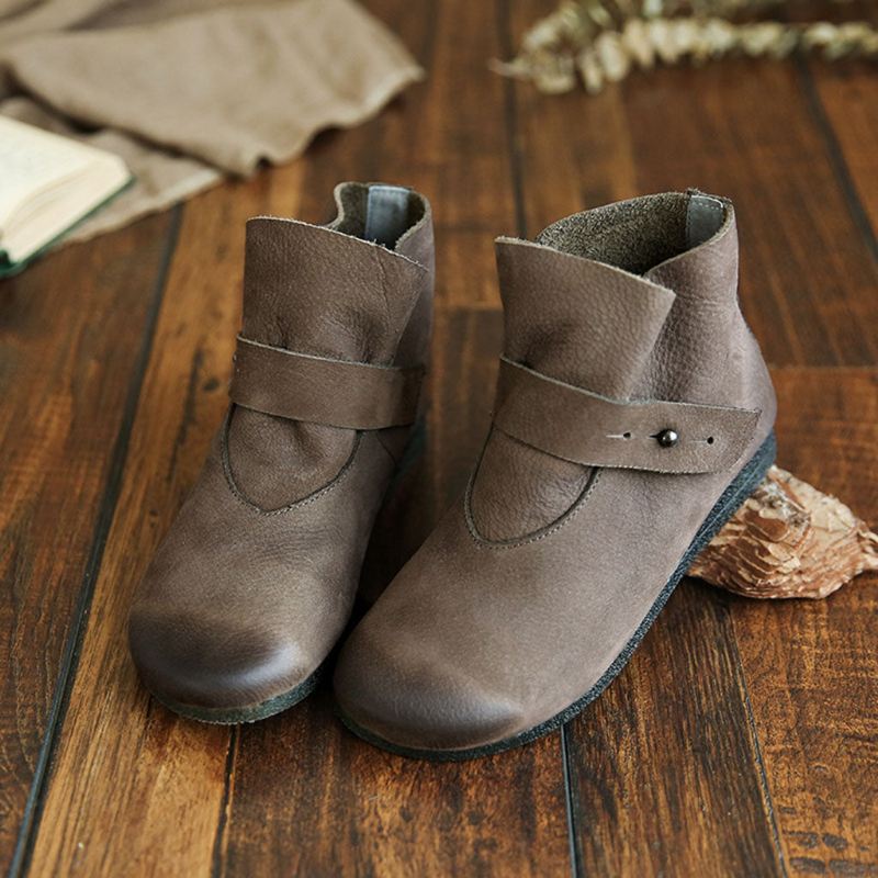 Handgjorda Läder Litterär Retro Bekväma Martin Boots | Present Skor